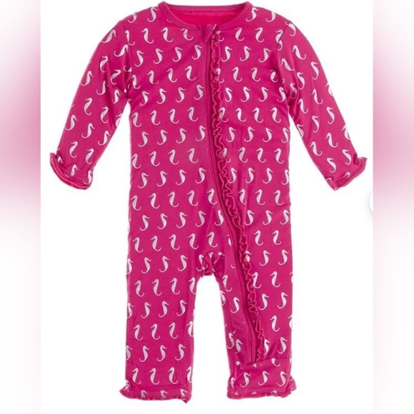 KICKEE PANTS Prickly Pear Mini Seahorses convertible gown with hat - Picture 1 of 4